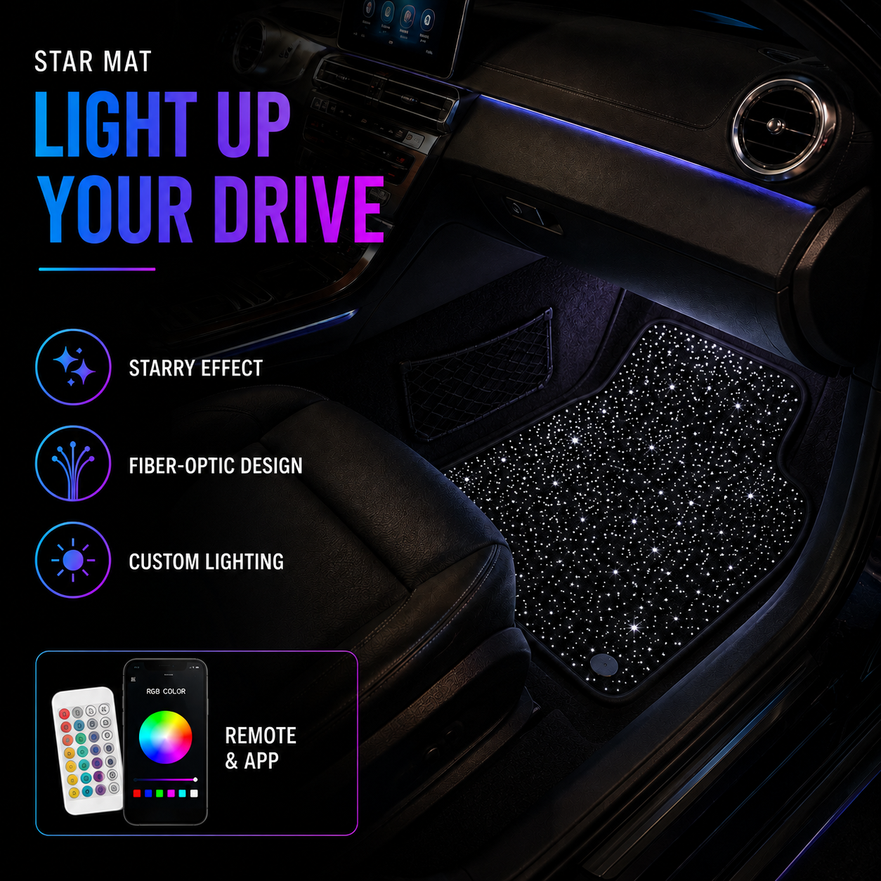 StarMat RGB – LED Car Mat Universal (2pcs)